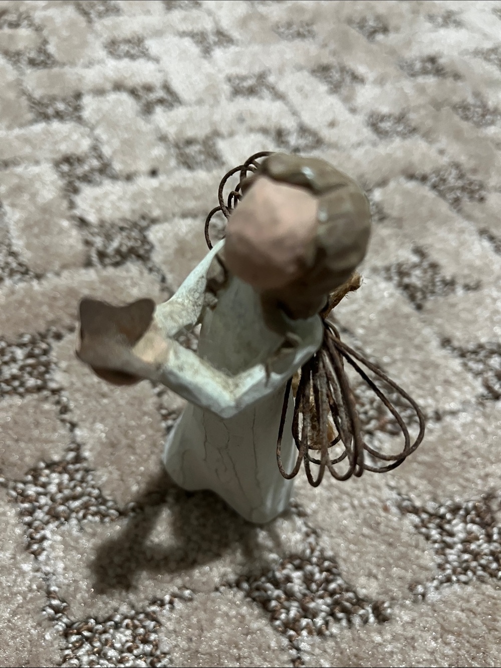Willow Tree White and Brown Angel Holding Heart